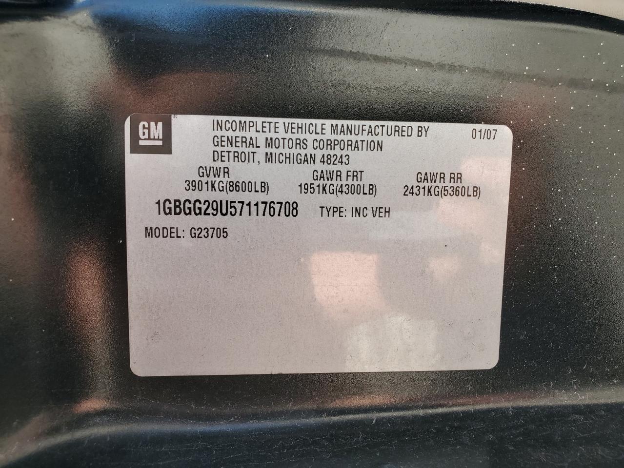 2007 Chevrolet Express G2500 VIN: 1GBGG29U571176708 Lot: 59530204