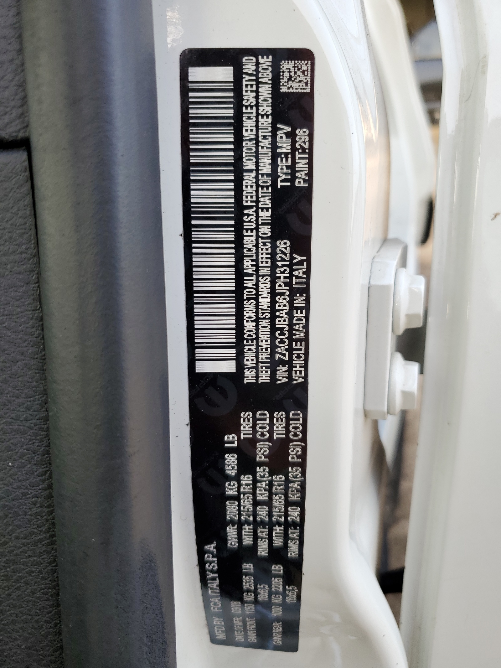 ZACCJBAB6JPH31226 2018 Jeep Renegade Sport