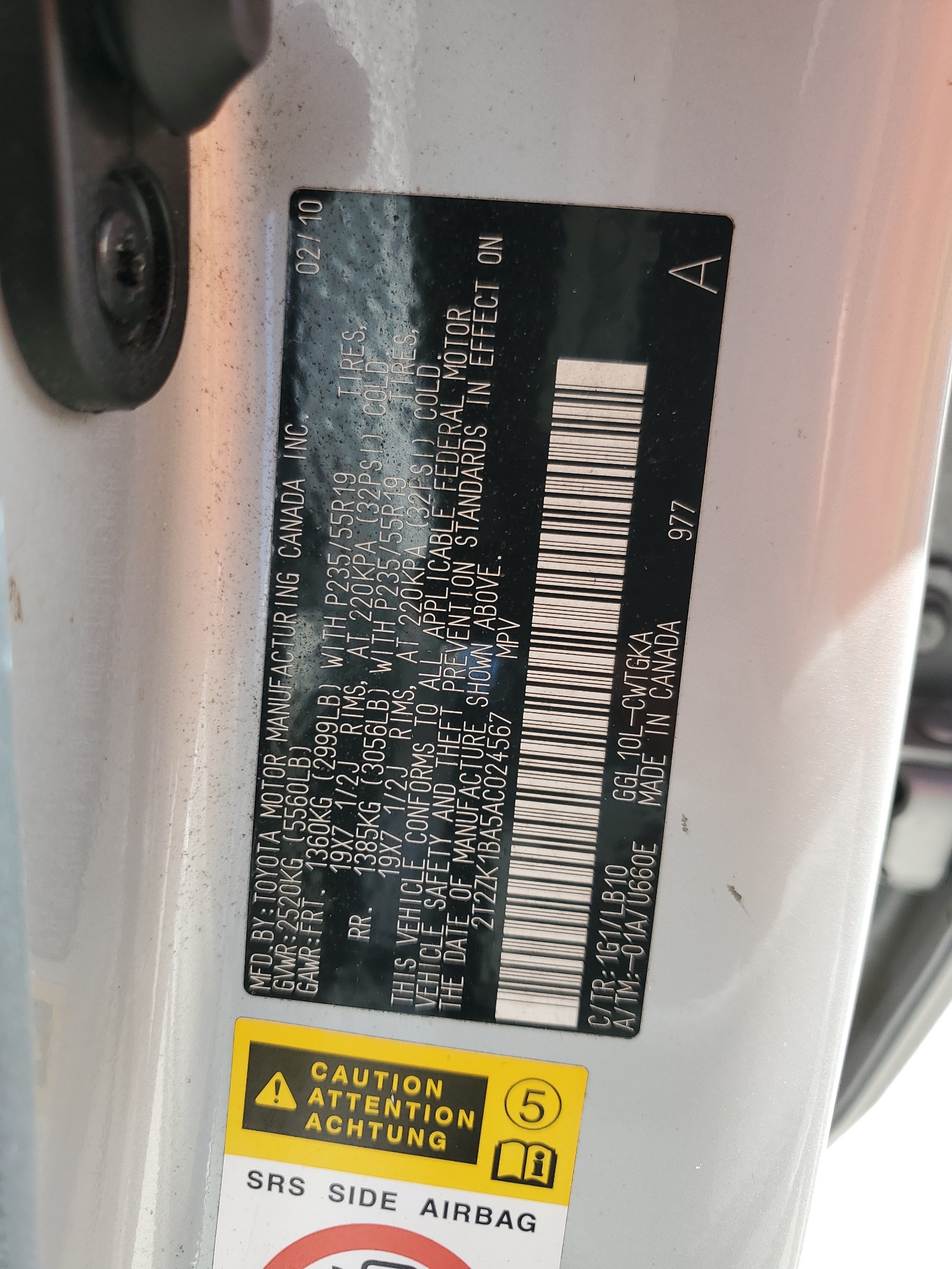 2T2ZK1BA5AC024567 2010 Lexus Rx 350