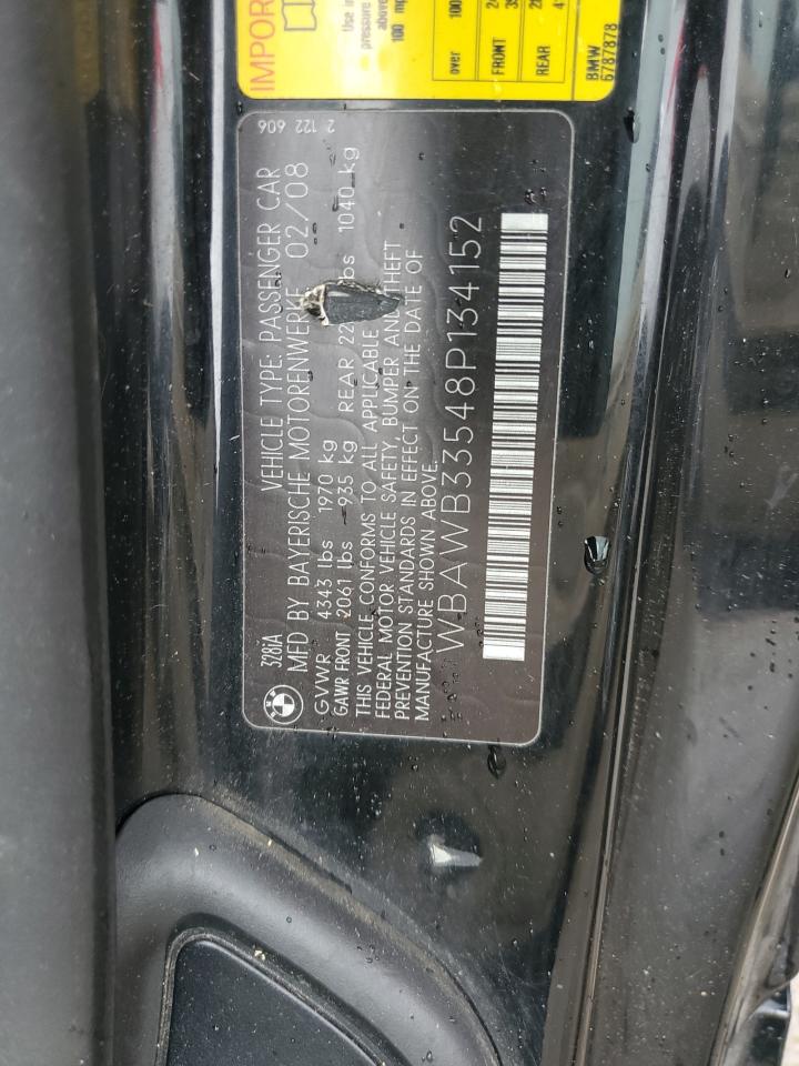 2008 BMW 328 I VIN: WBAWB33548P134152 Lot: 61496774