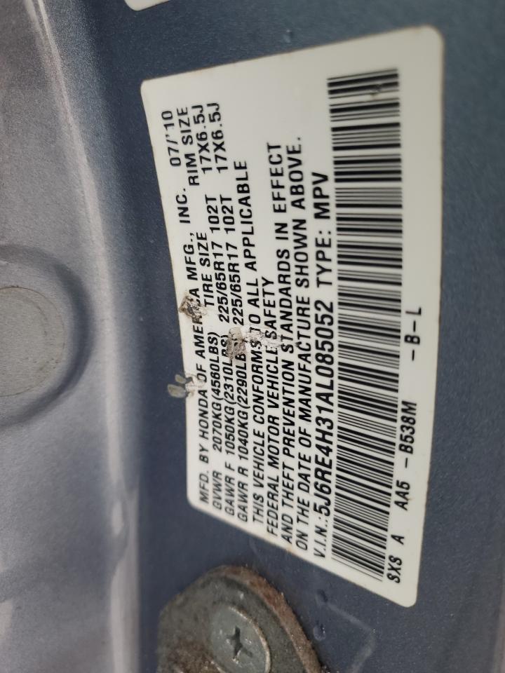 2010 Honda Cr-V Lx VIN: 5J6RE4H31AL085052 Lot: 62122454