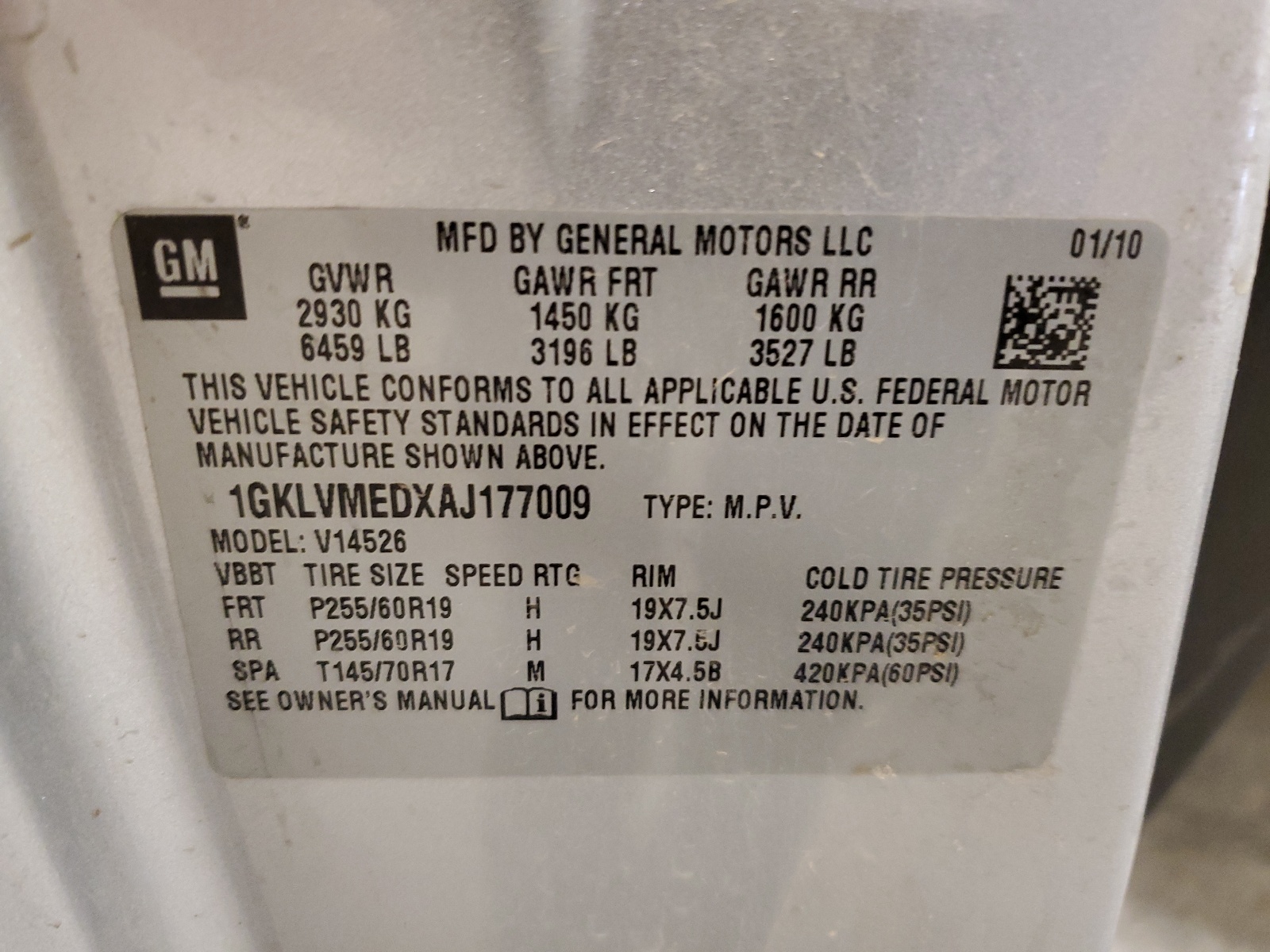 1GKLVMEDXAJ177009 2010 GMC Acadia Slt-1