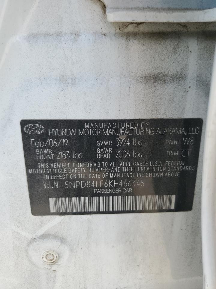 2019 Hyundai Elantra Sel VIN: 5NPD84LF6KH466345 Lot: 63802754