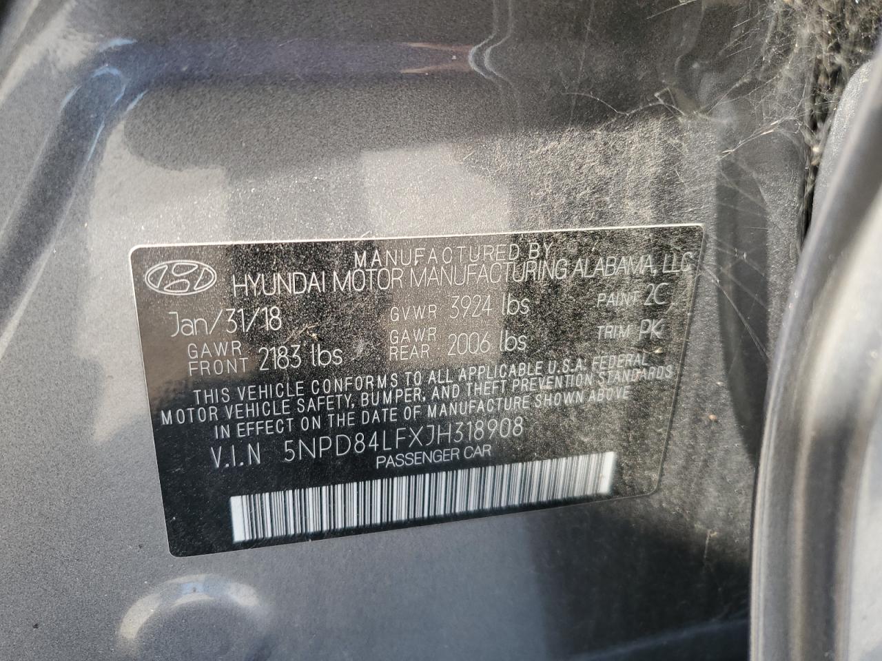 2018 Hyundai Elantra Sel VIN: 5NPD84LFXJH318908 Lot: 62502594