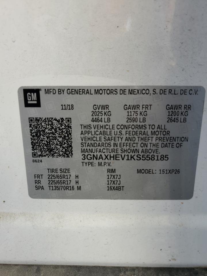 2019 Chevrolet Equinox Ls VIN: 3GNAXHEV1KS558185 Lot: 64143564