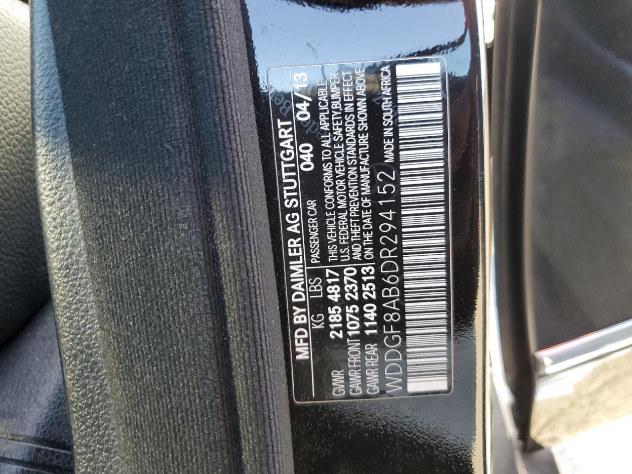 2013 Mercedes-Benz C 300 4Matic VIN: WDDGF8AB6DR294152 Lot: 62998444