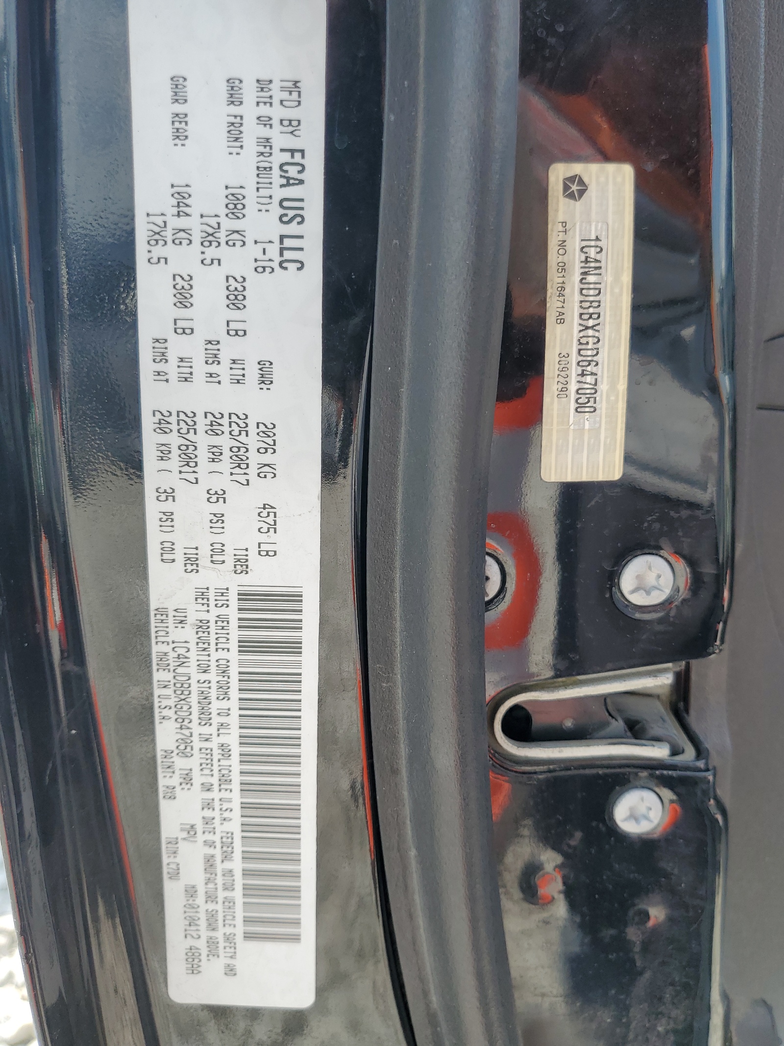 1C4NJDBBXGD647050 2016 Jeep Compass Sport