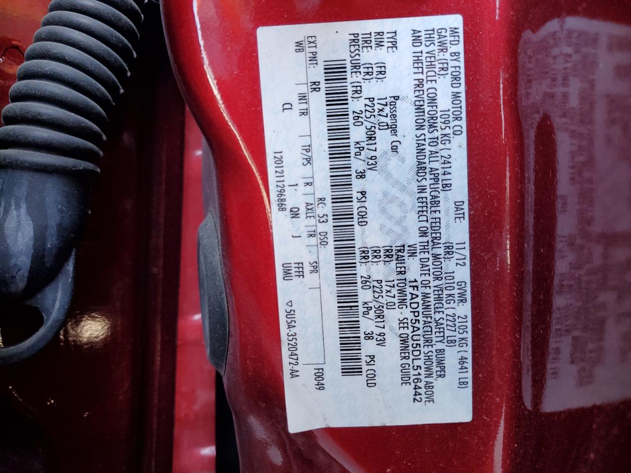 2013 Ford C-Max Se VIN: 1FADP5AU5DL516442 Lot: 61300264