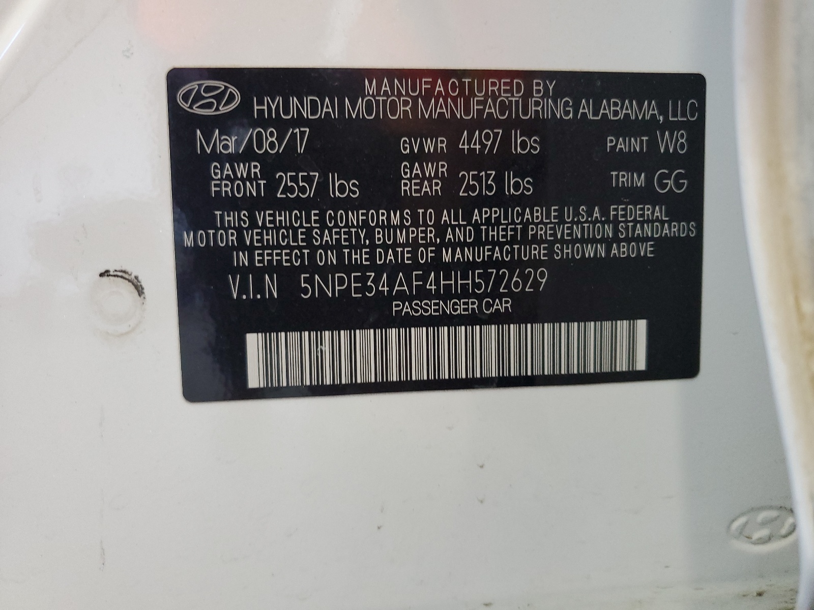 5NPE34AF4HH572629 2017 Hyundai Sonata Sport