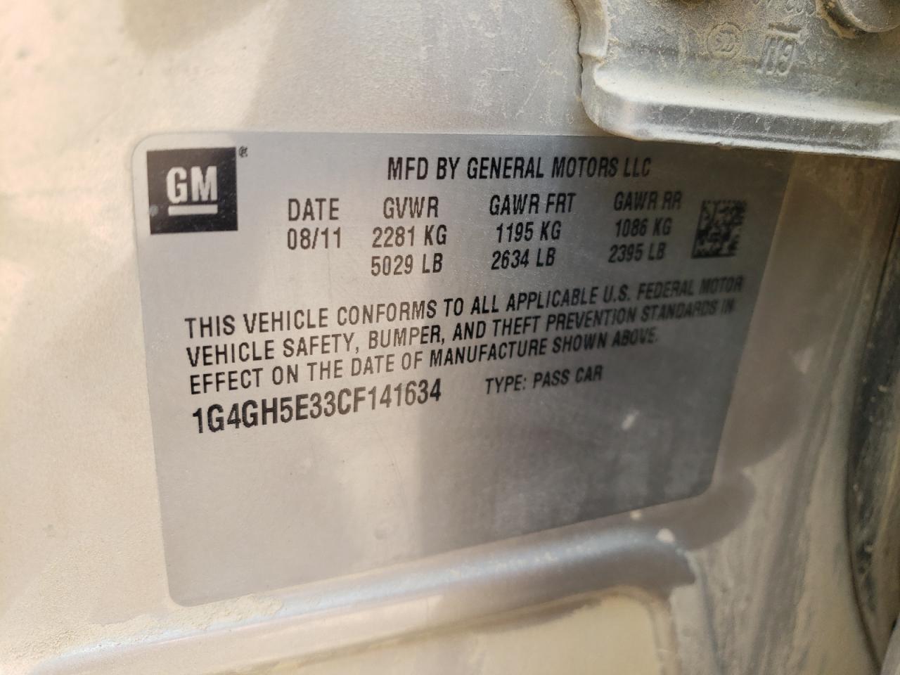 2012 Buick Lacrosse Premium VIN: 1G4GH5E33CF141634 Lot: 63218444