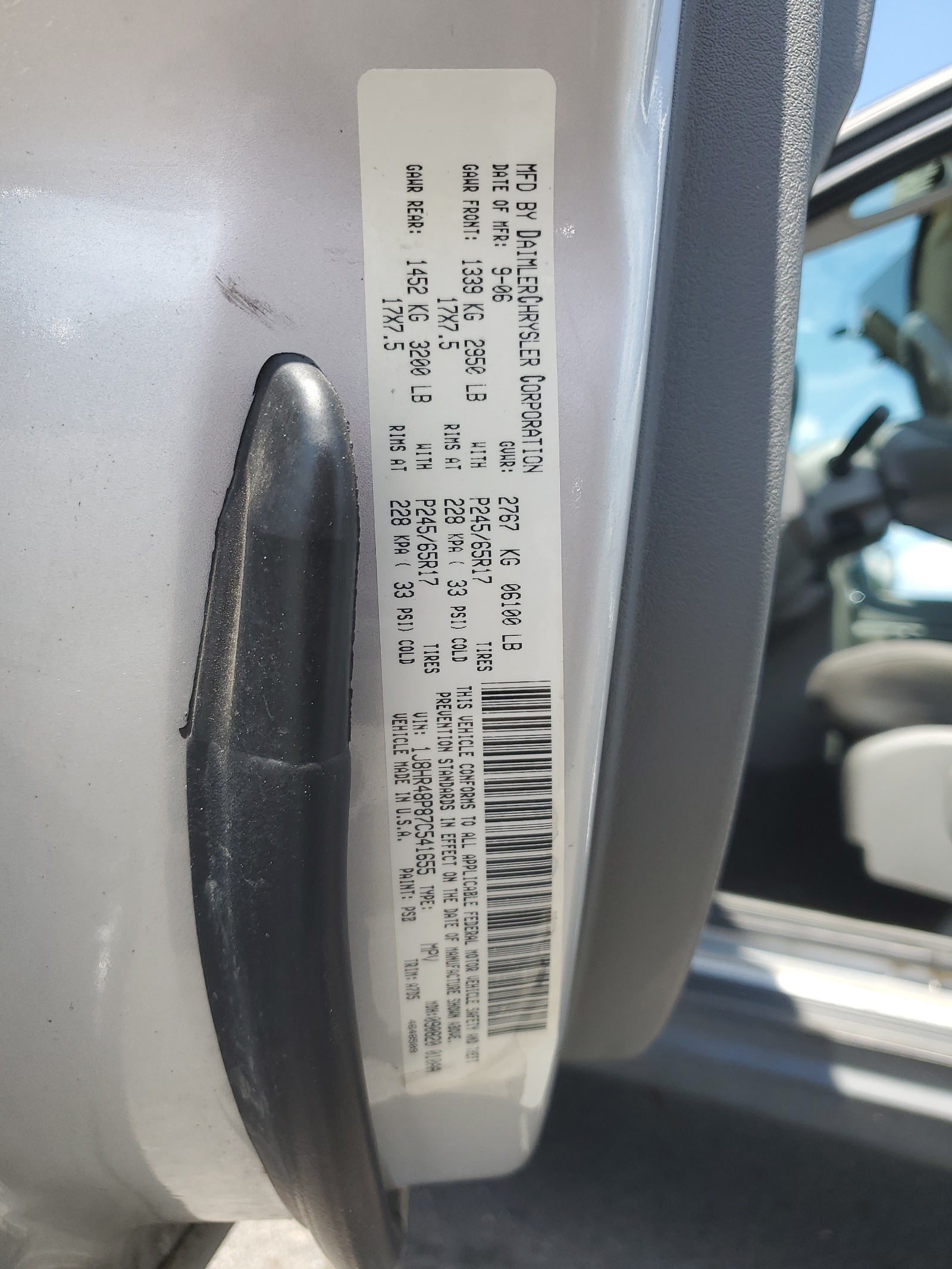 1J8HR48P87C541655 2007 Jeep Grand Cherokee Laredo