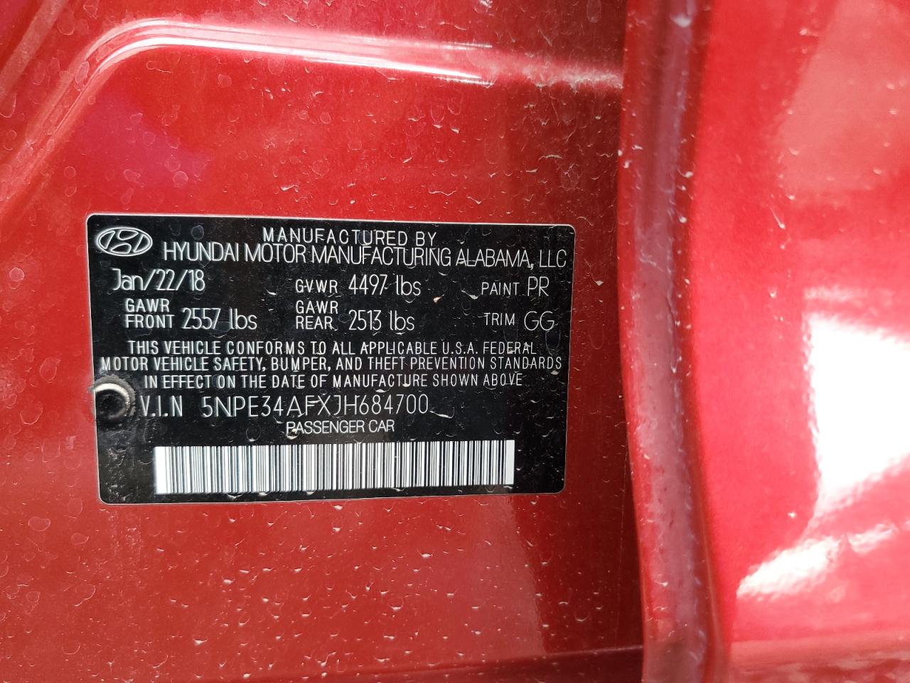 2018 Hyundai Sonata Sport VIN: 5NPE34AFXJH684700 Lot: 63898484