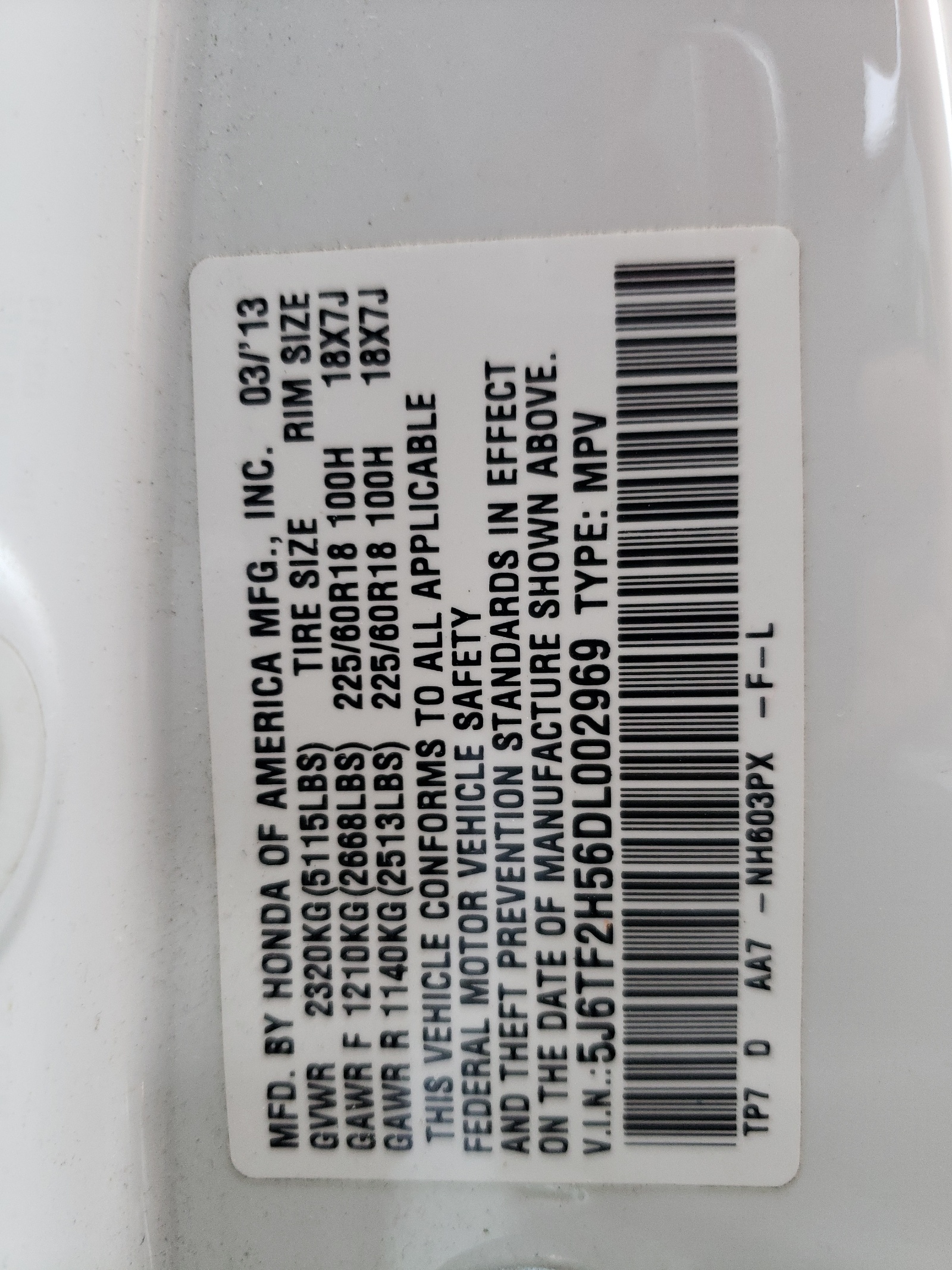 5J6TF2H56DL002969 2013 Honda Crosstour Exl