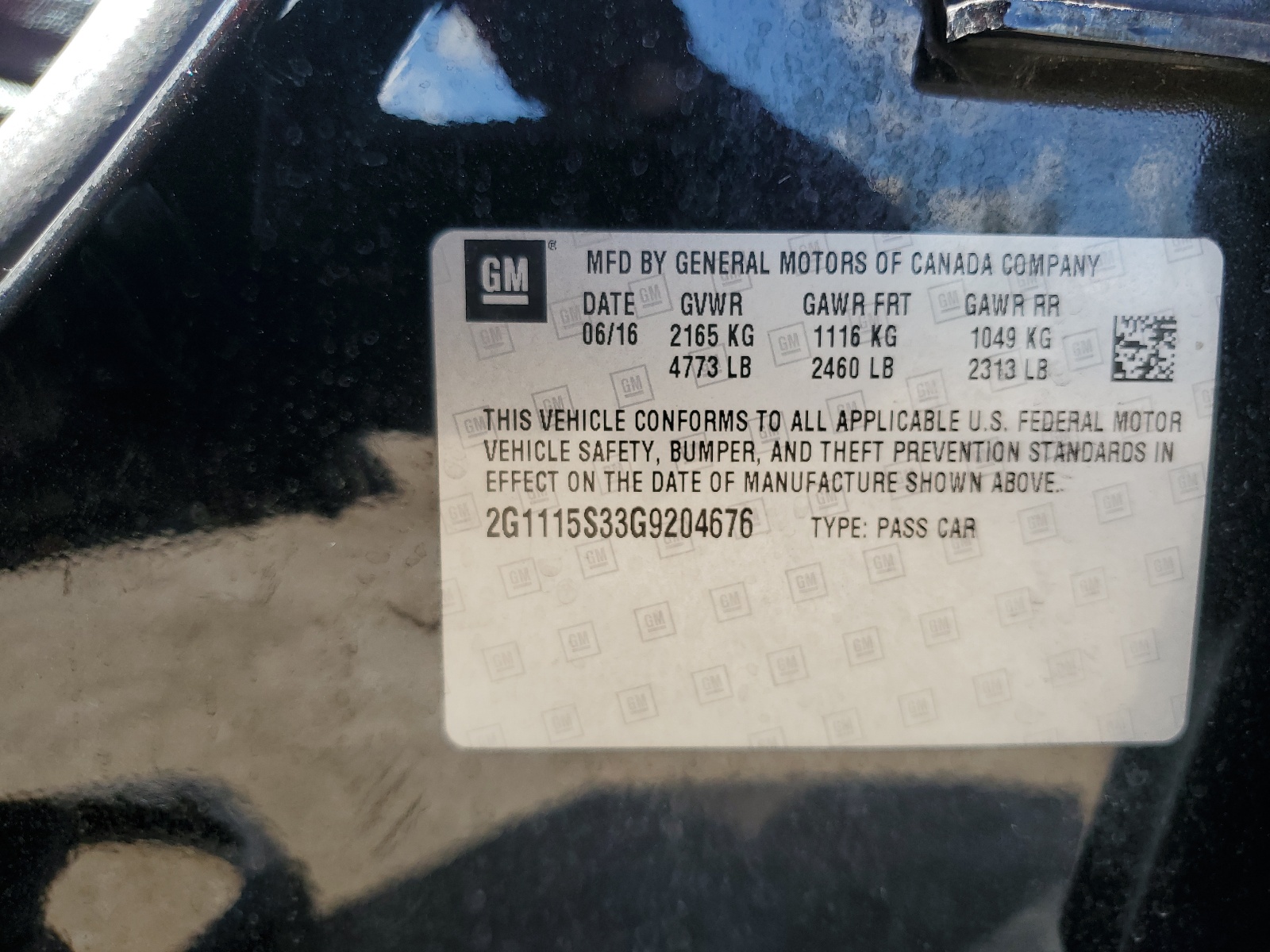 2G1115S33G9204676 2016 Chevrolet Impala Lt