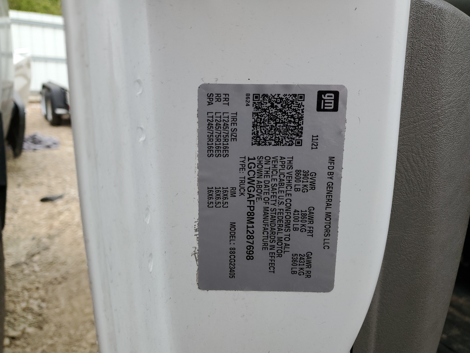 1GCWGAFP8M1287698 2021 Chevrolet Express G2500