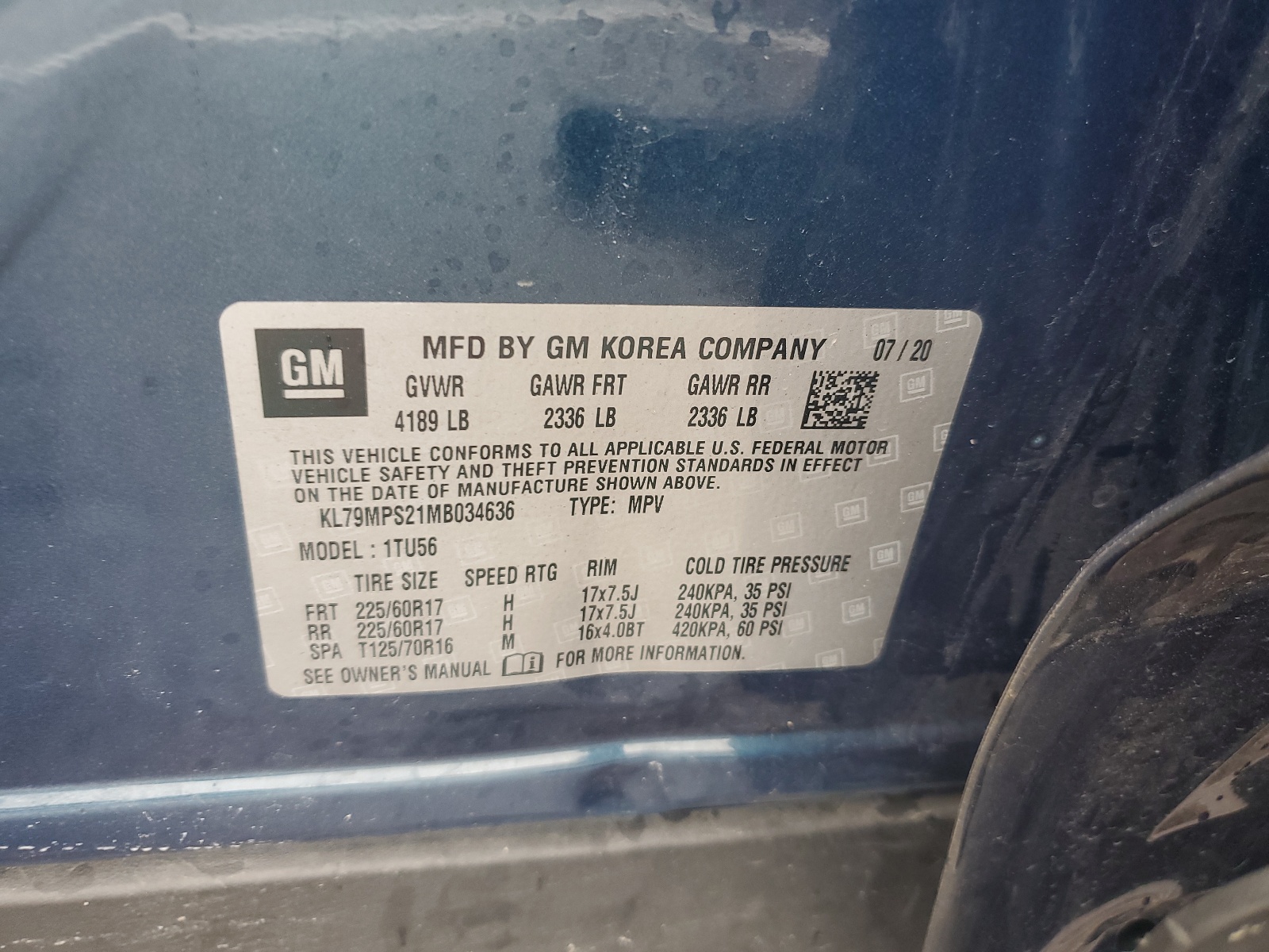 KL79MPS21MB034636 2021 Chevrolet Trailblazer Lt