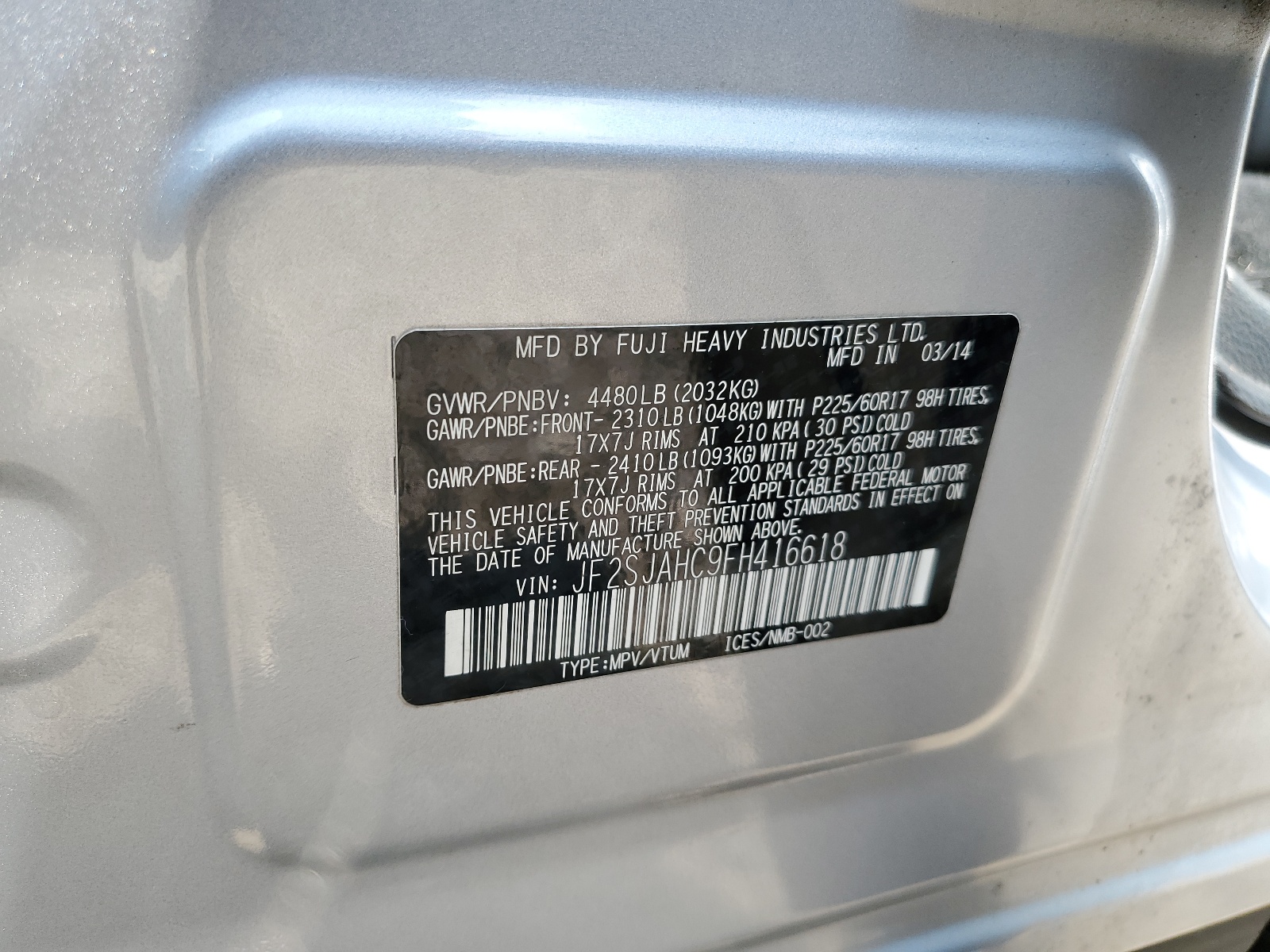 JF2SJAHC9FH416618 2015 Subaru Forester 2.5I Limited