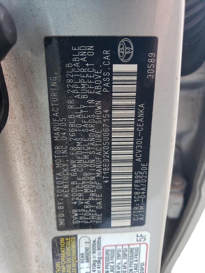 2005 Toyota Camry Le VIN: 4T1BE32K05U067154 Lot: 64207284