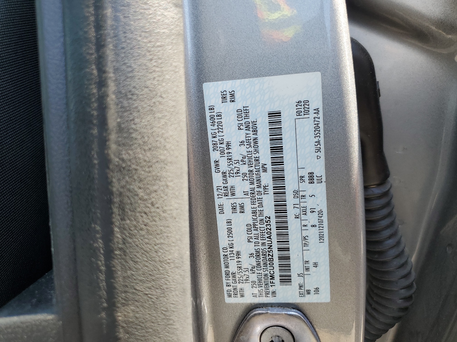 1FMCU0BZ5NUA02352 2022 Ford Escape Se