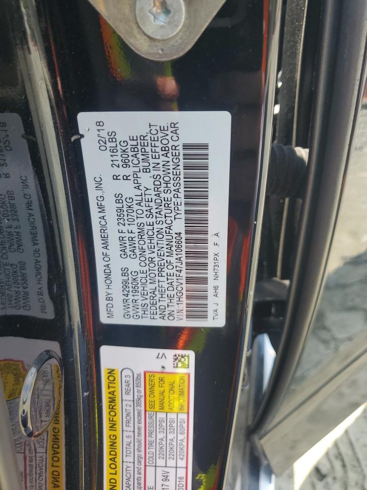 1HGCV1F47JA106604 2018 HONDA ACCORD - Image 12