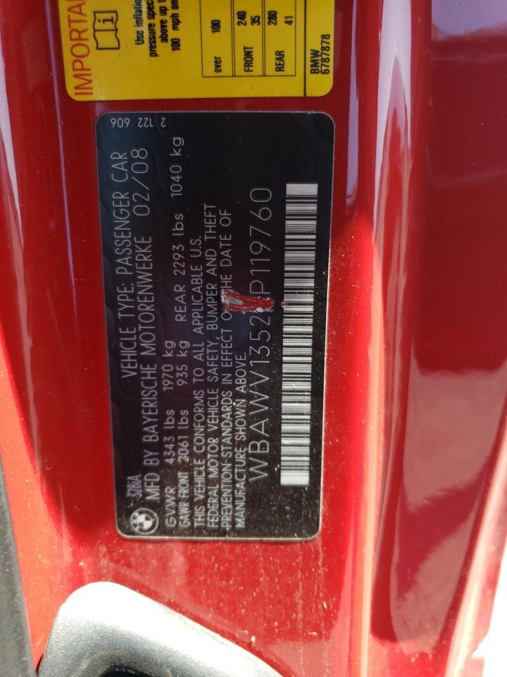 2008 BMW 328 I Sulev VIN: WBAWV13528P119760 Lot: 61299314