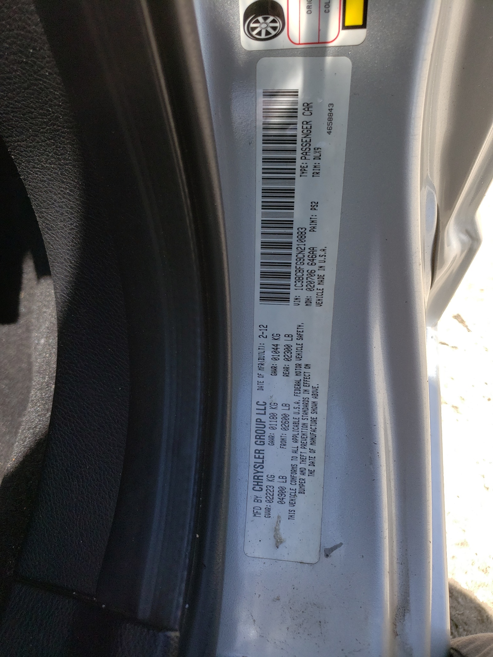 1C3BCBFG9CN210883 2012 Chrysler 200 Limited