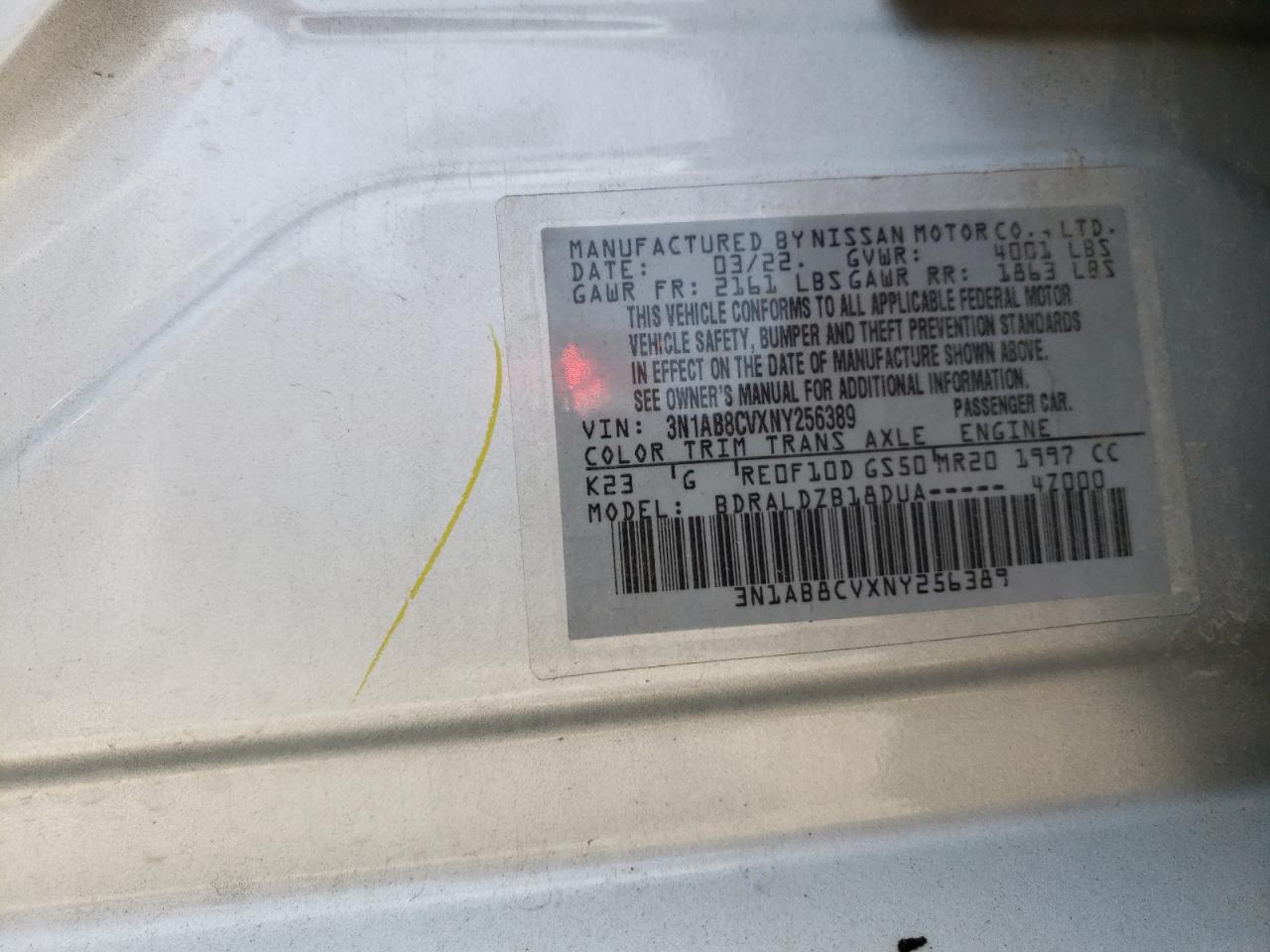 2022 Nissan Sentra Sv VIN: 3N1AB8CVXNY256389 Lot: 64858724