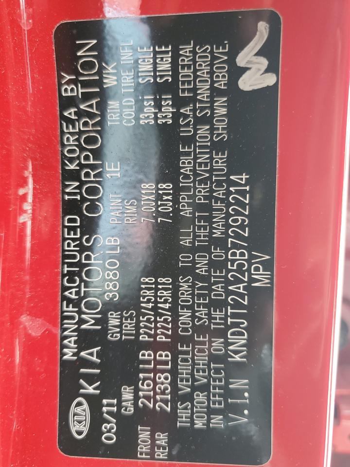 2011 Kia Soul + VIN: KNDJT2A25B7292214 Lot: 64768824