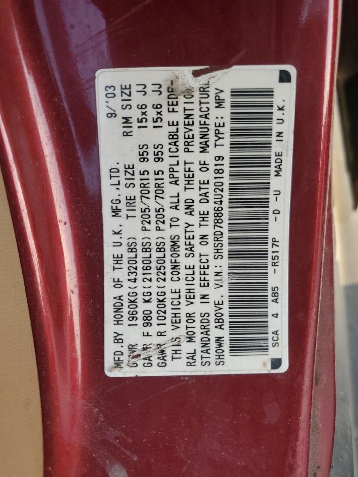 2004 Honda Cr-V Ex VIN: SHSRD78864U201819 Lot: 61882534