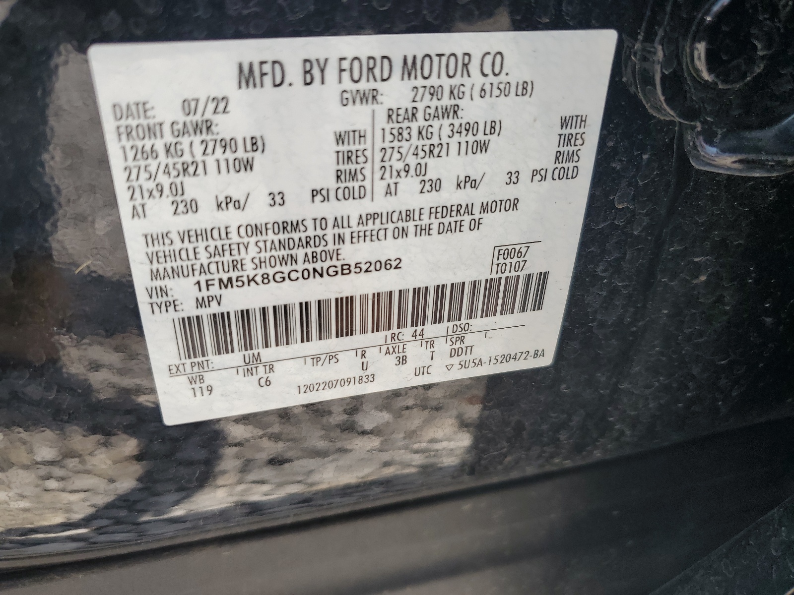 1FM5K8GC0NGB52062 2022 Ford Explorer St