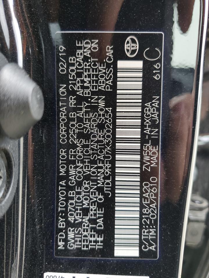 2019 Toyota Prius VIN: JTDL9RFU7K3002654 Lot: 64452994