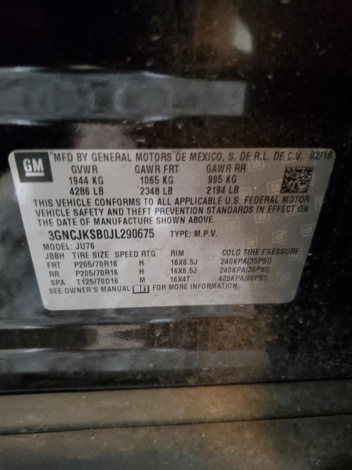 2018 Chevrolet Trax Ls VIN: 3GNCJKSB0JL290675 Lot: 64069704