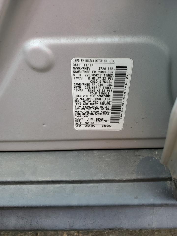 2018 Nissan Rogue S VIN: JN8AT2MV6JW310380 Lot: 63277784