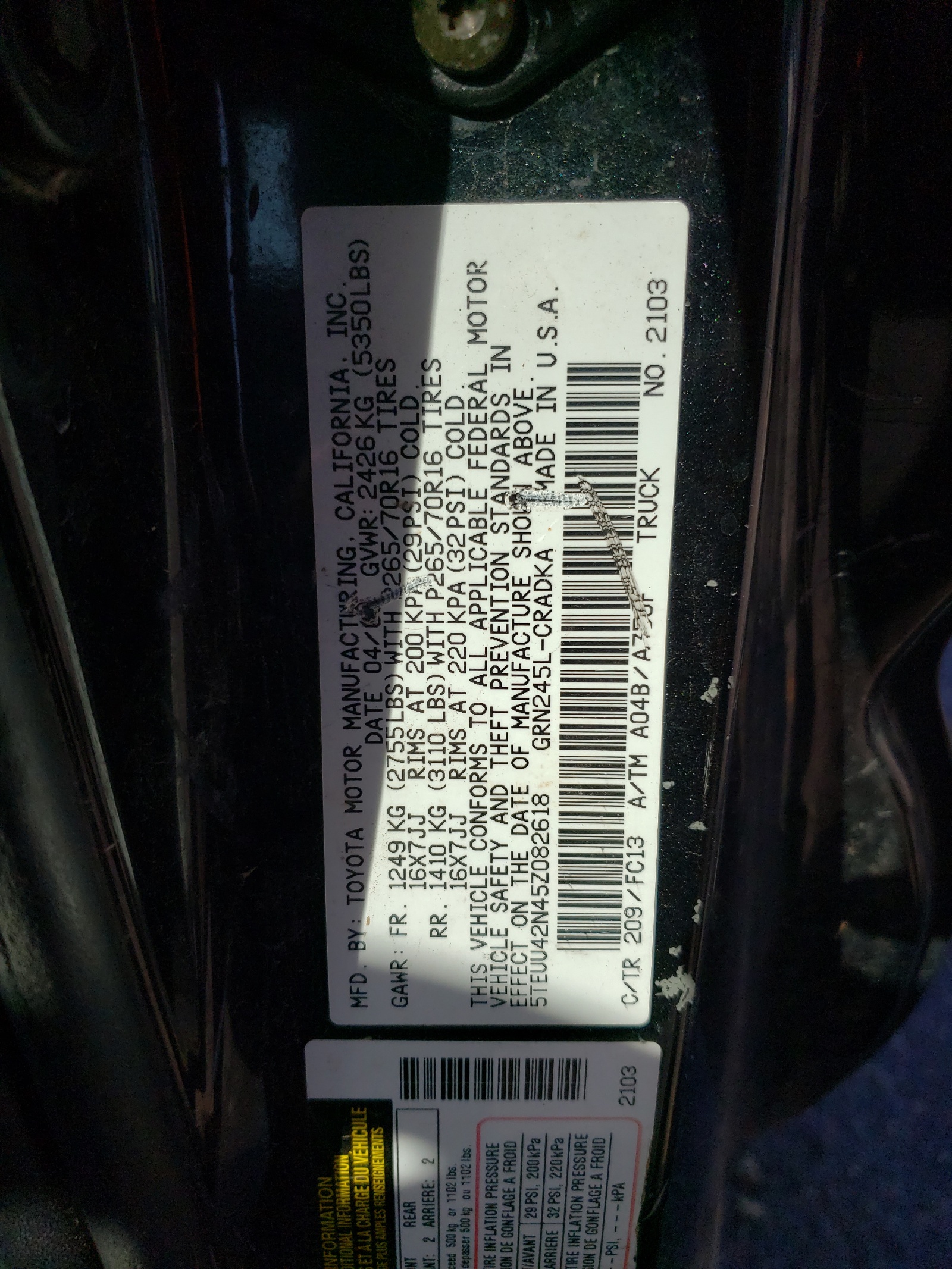 5TEUU42N45Z082618 2005 Toyota Tacoma Access Cab