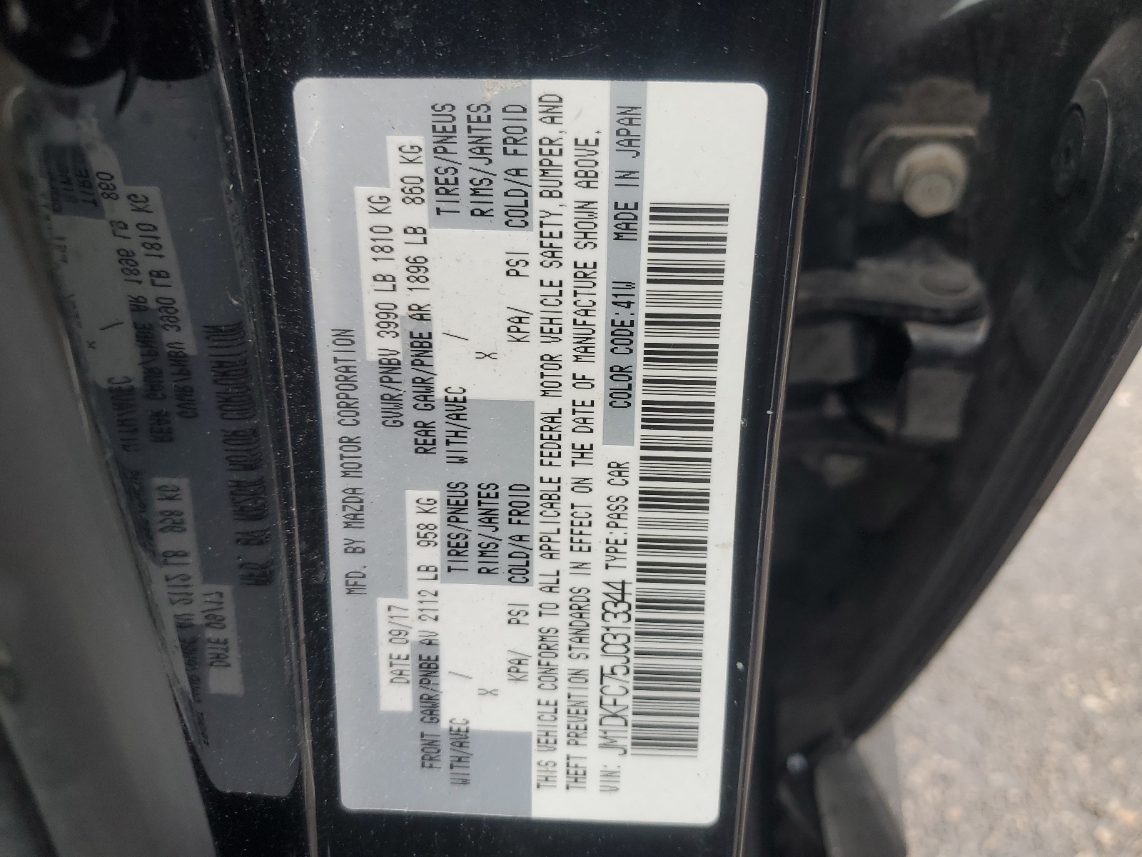 JM1DKFC75J0313344 2018 Mazda Cx-3 Touring