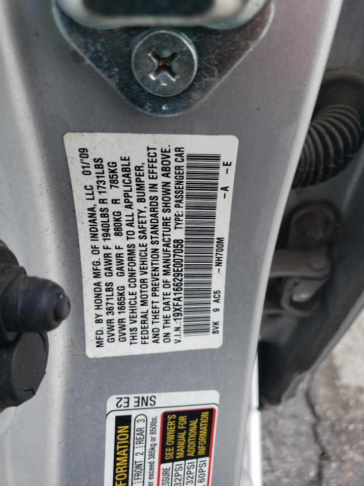 2009 Honda Civic Lx-S VIN: 19XFA16629E007058 Lot: 63959814