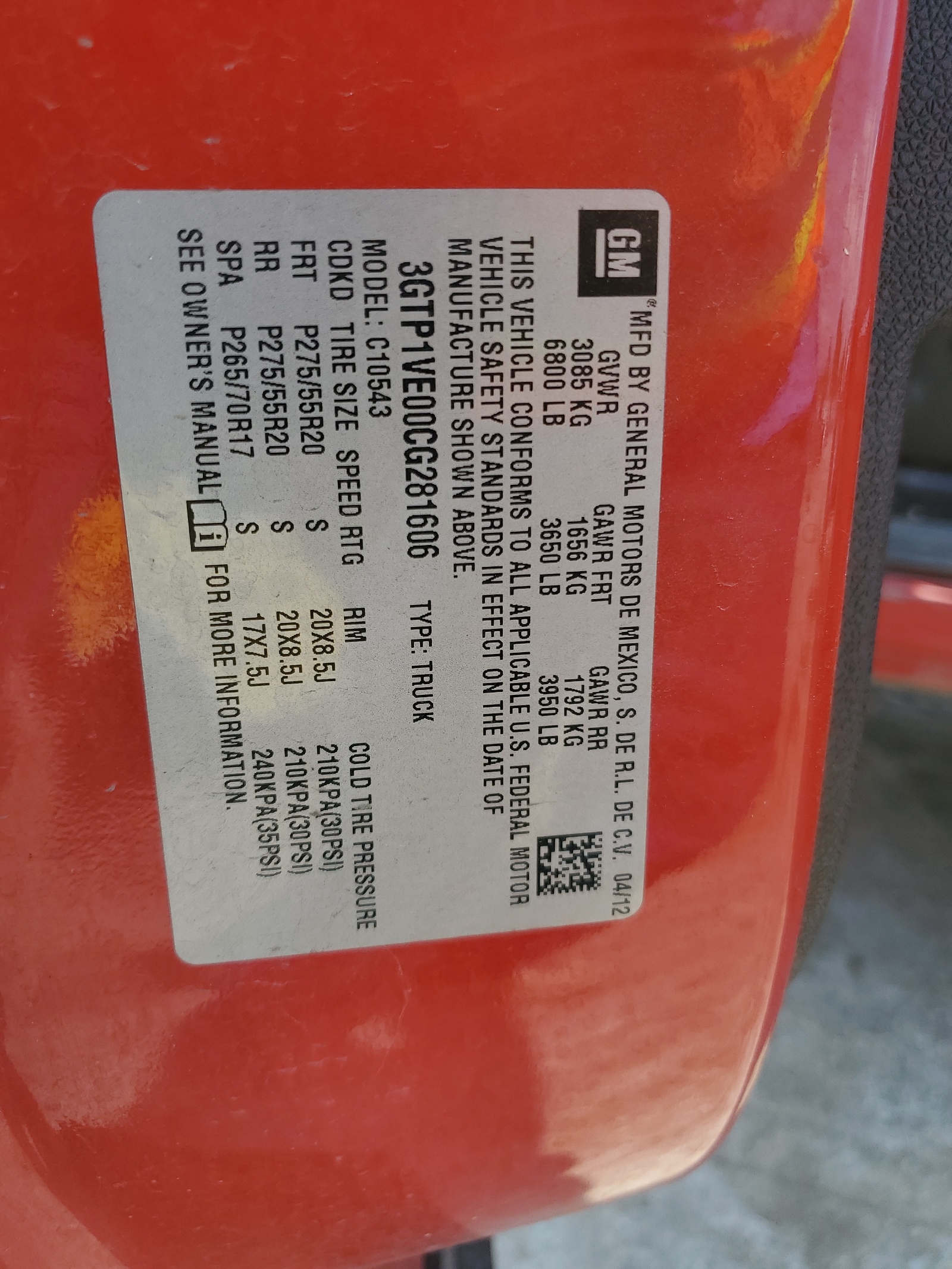 3GTP1VE00CG281606 2012 GMC Sierra C1500 Sle