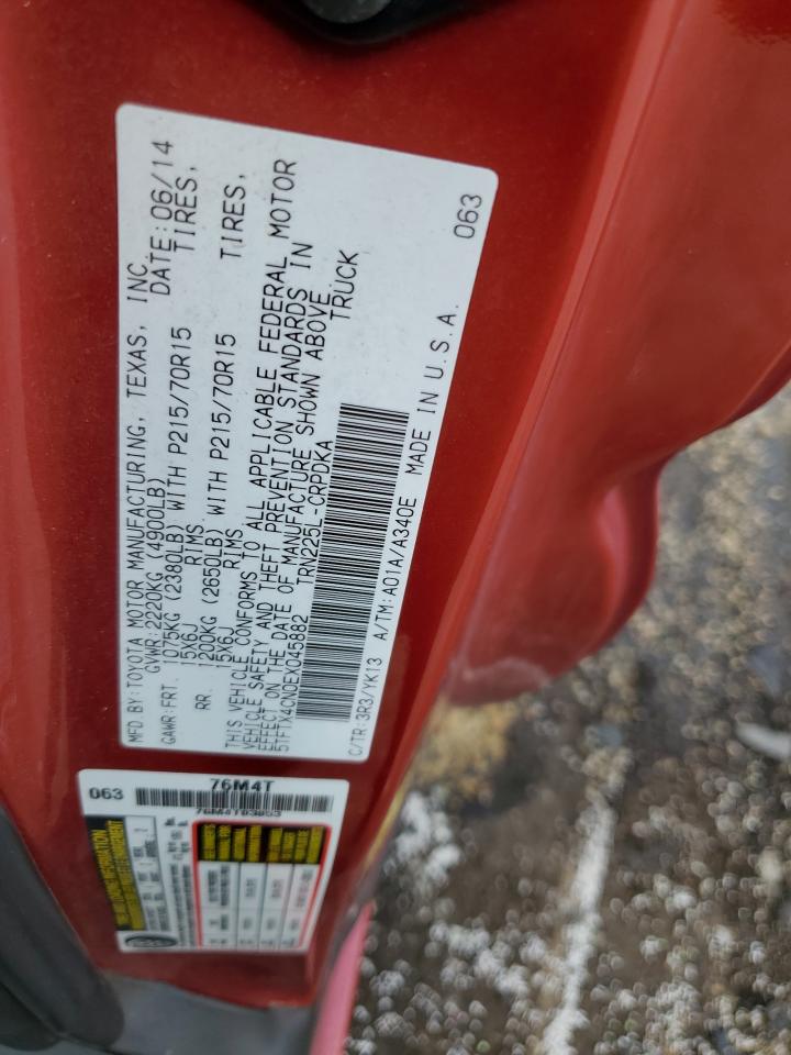 2014 Toyota Tacoma Access Cab VIN: 5TFTX4CN0EX045882 Lot: 64522994