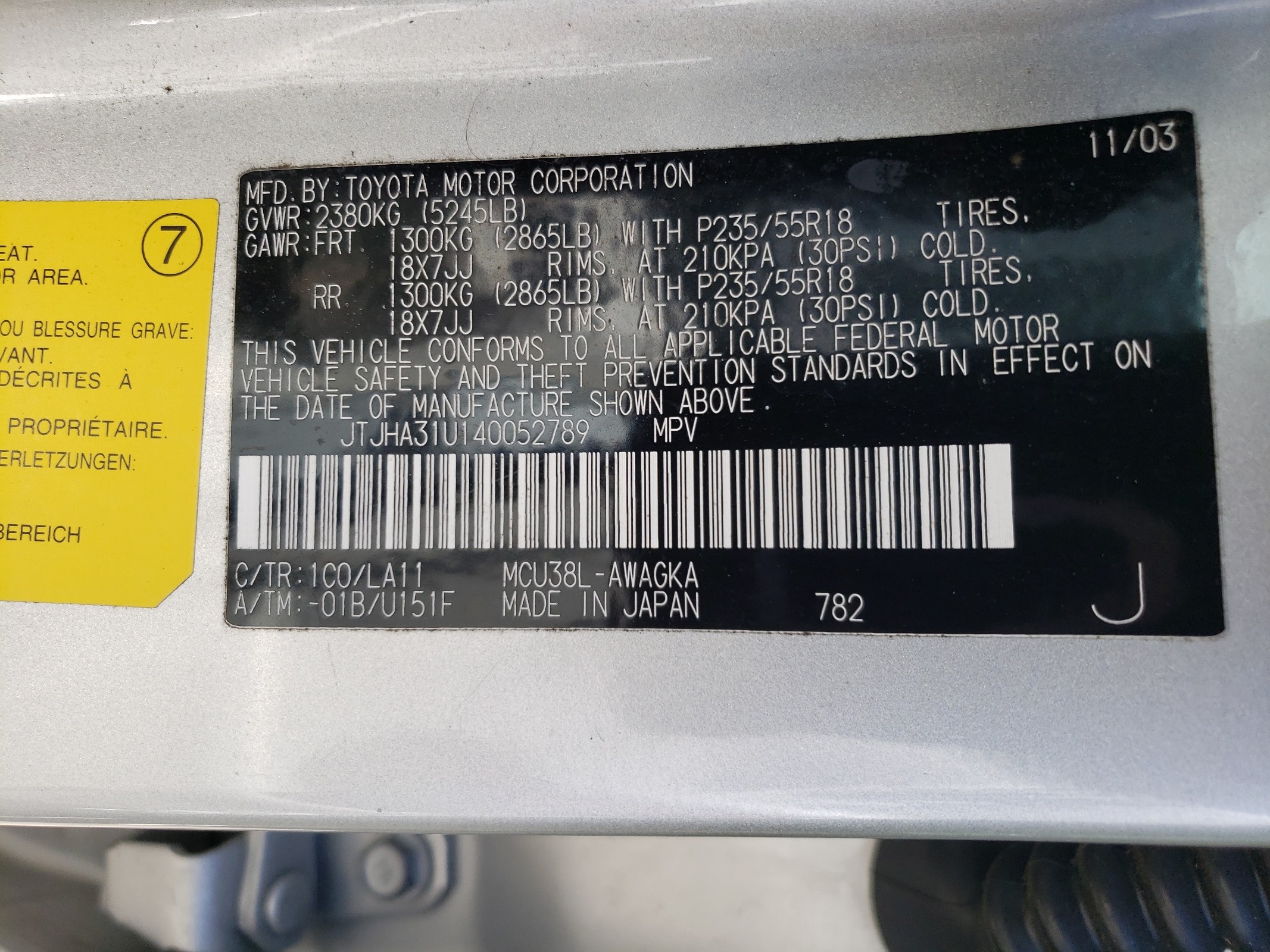 JTJHA31U140052789 2004 Lexus Rx 330