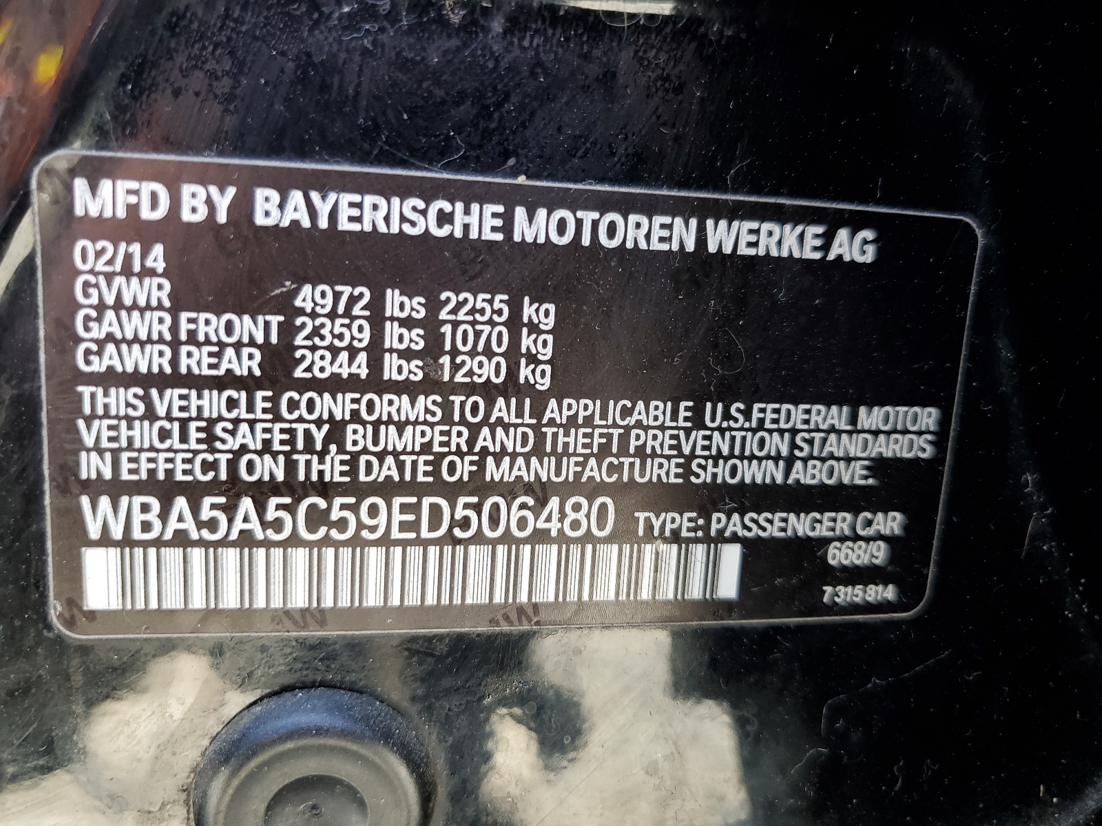 WBA5A5C59ED506480 2014 BMW 528 I