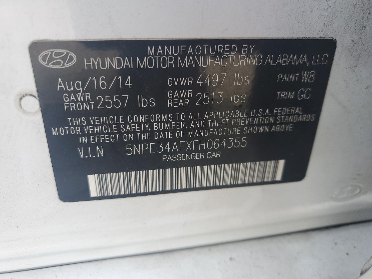 2015 Hyundai Sonata Sport VIN: 5NPE34AFXFH064355 Lot: 61482534