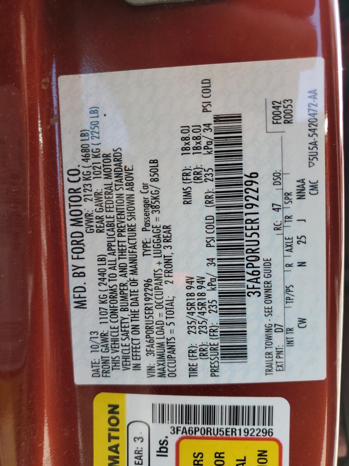 2014 Ford Fusion Titanium Hev VIN: 3FA6P0RU5ER192296 Lot: 61705444