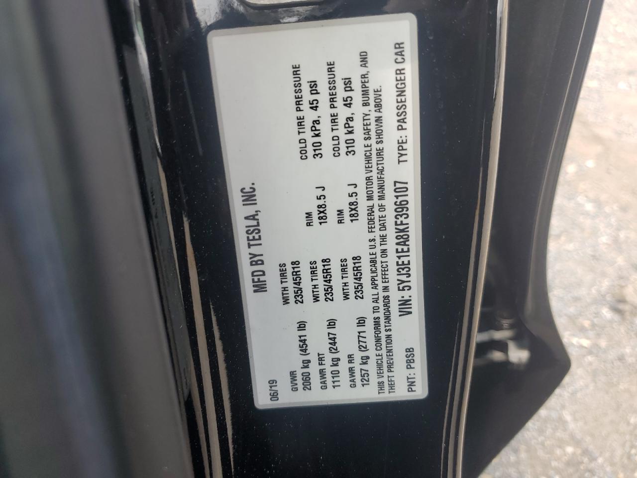 5YJ3E1EA8KF396107 2019 TESLA MODEL 3 - Image 15