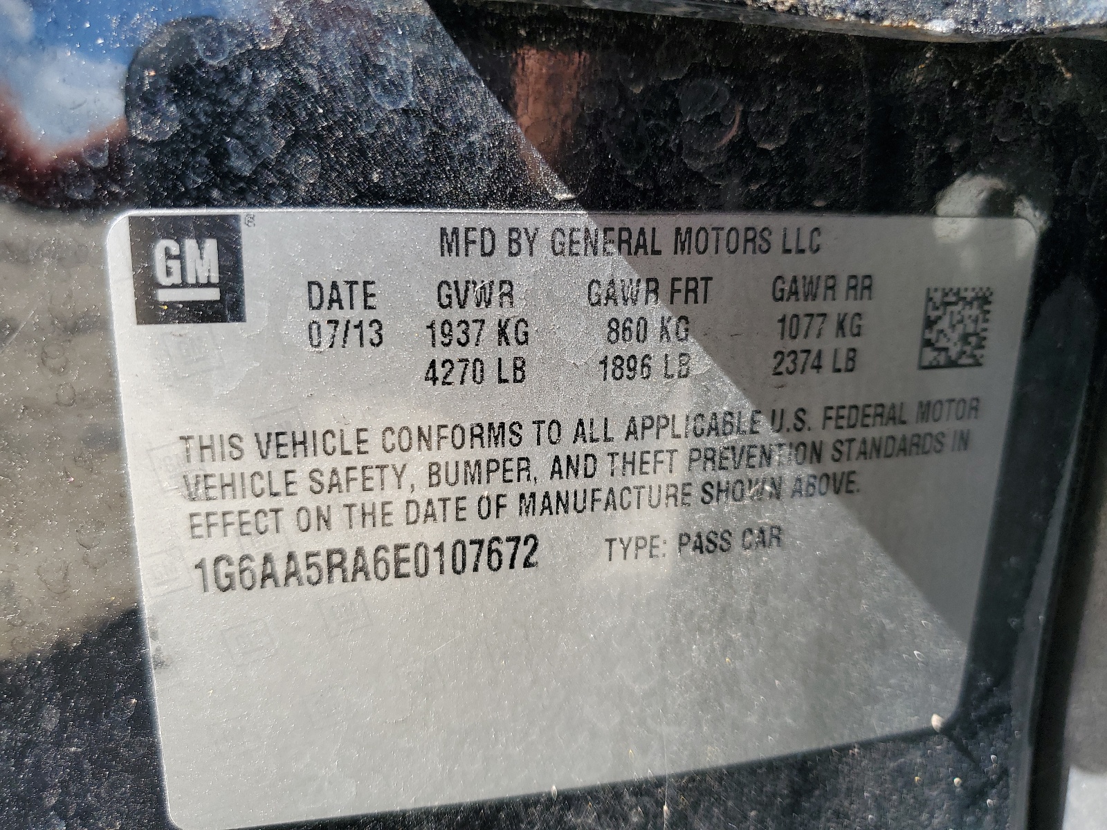 1G6AA5RA6E0107672 2014 Cadillac Ats