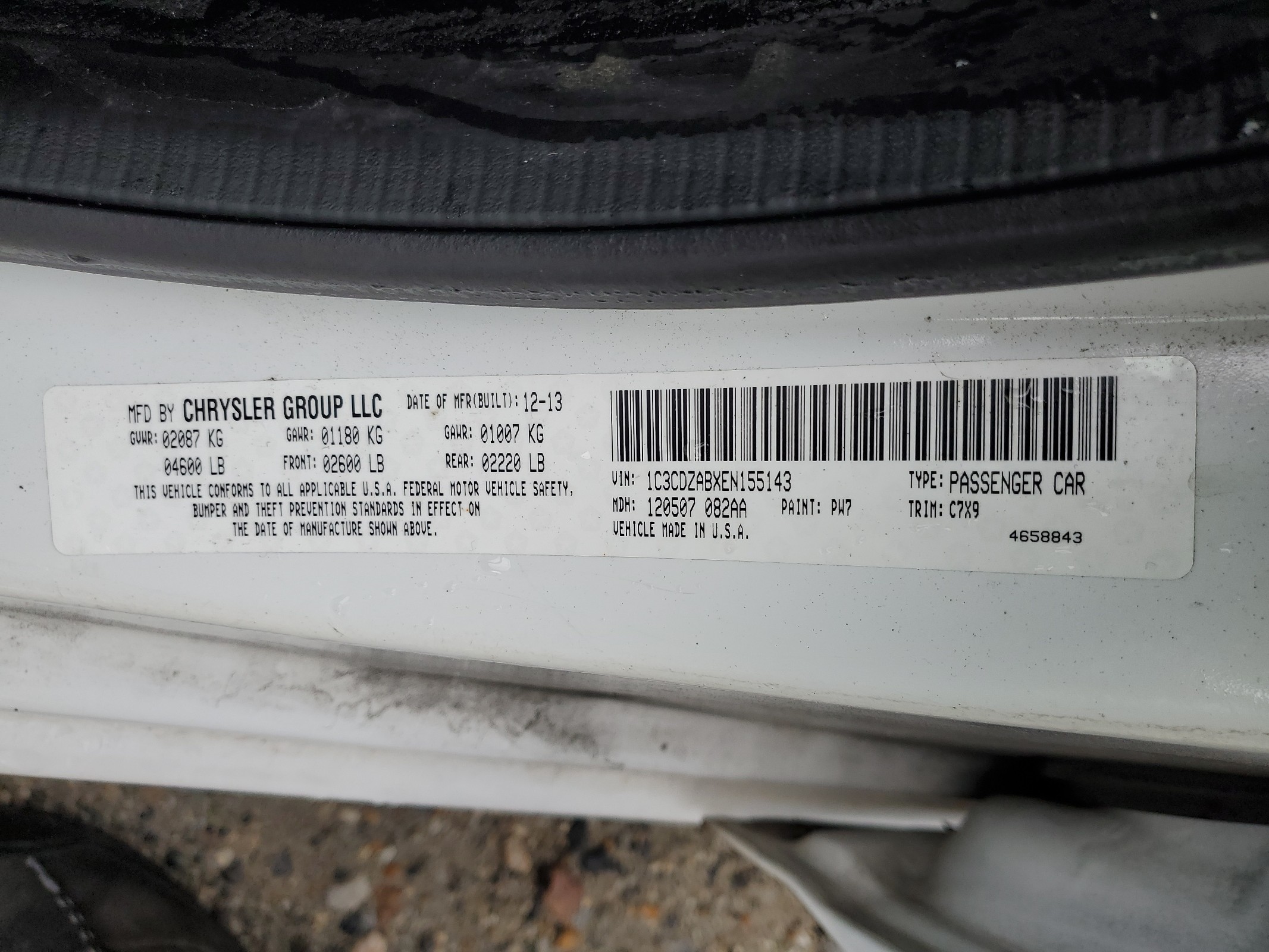 1C3CDZABXEN155143 2014 Dodge Avenger Se