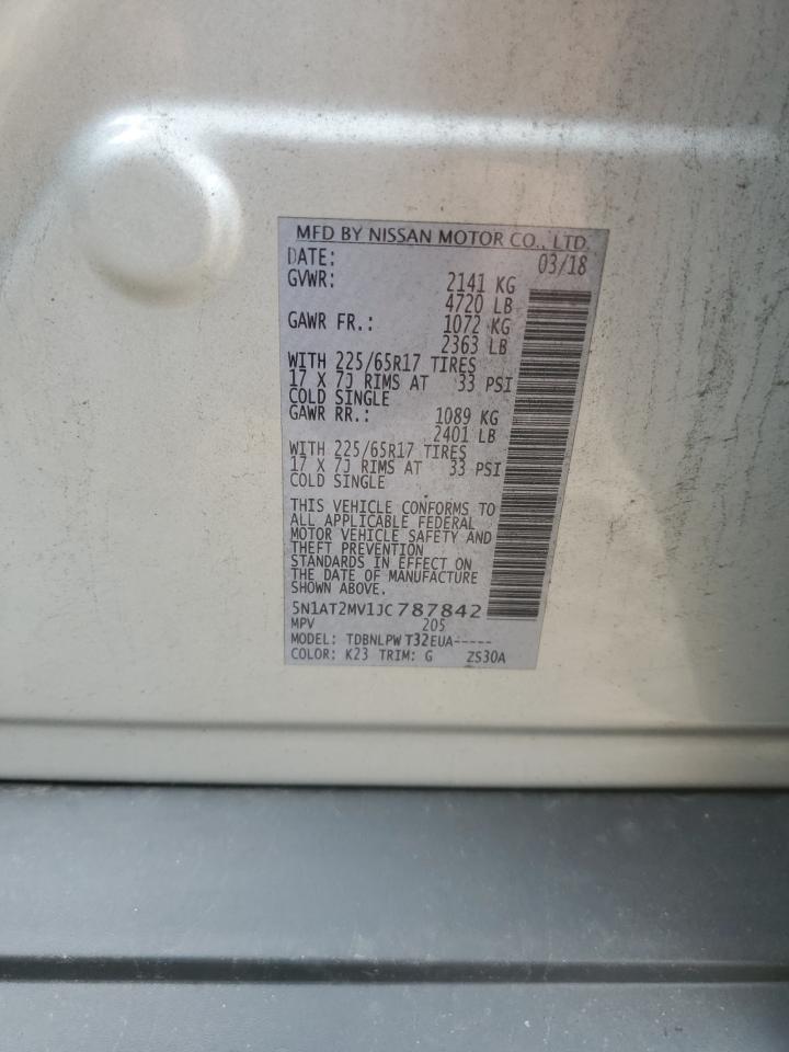 2018 Nissan Rogue S VIN: 5N1AT2MV1JC787842 Lot: 63854504