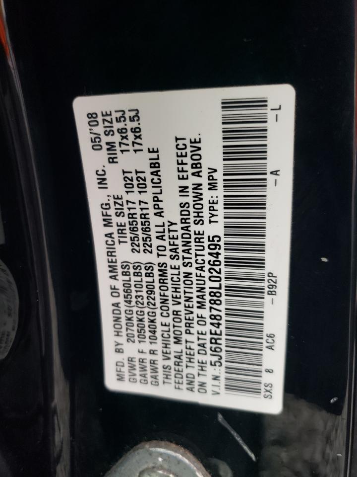 2008 Honda Cr-V Exl VIN: 5J6RE48788L026495 Lot: 64088814