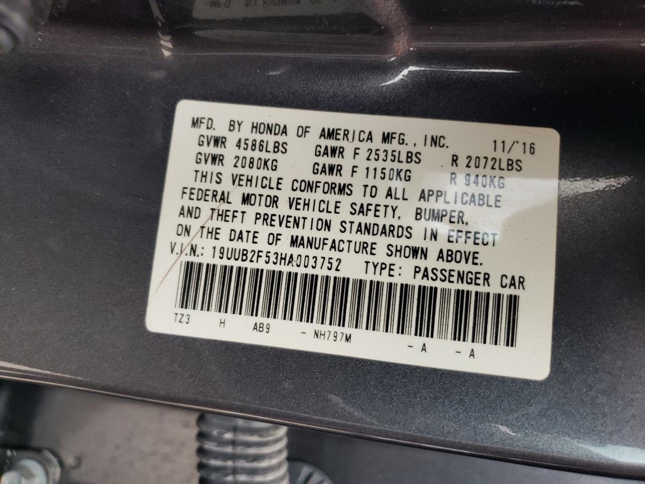 2017 Acura Tlx Tech VIN: 19UUB2F53HA003752 Lot: 63348204