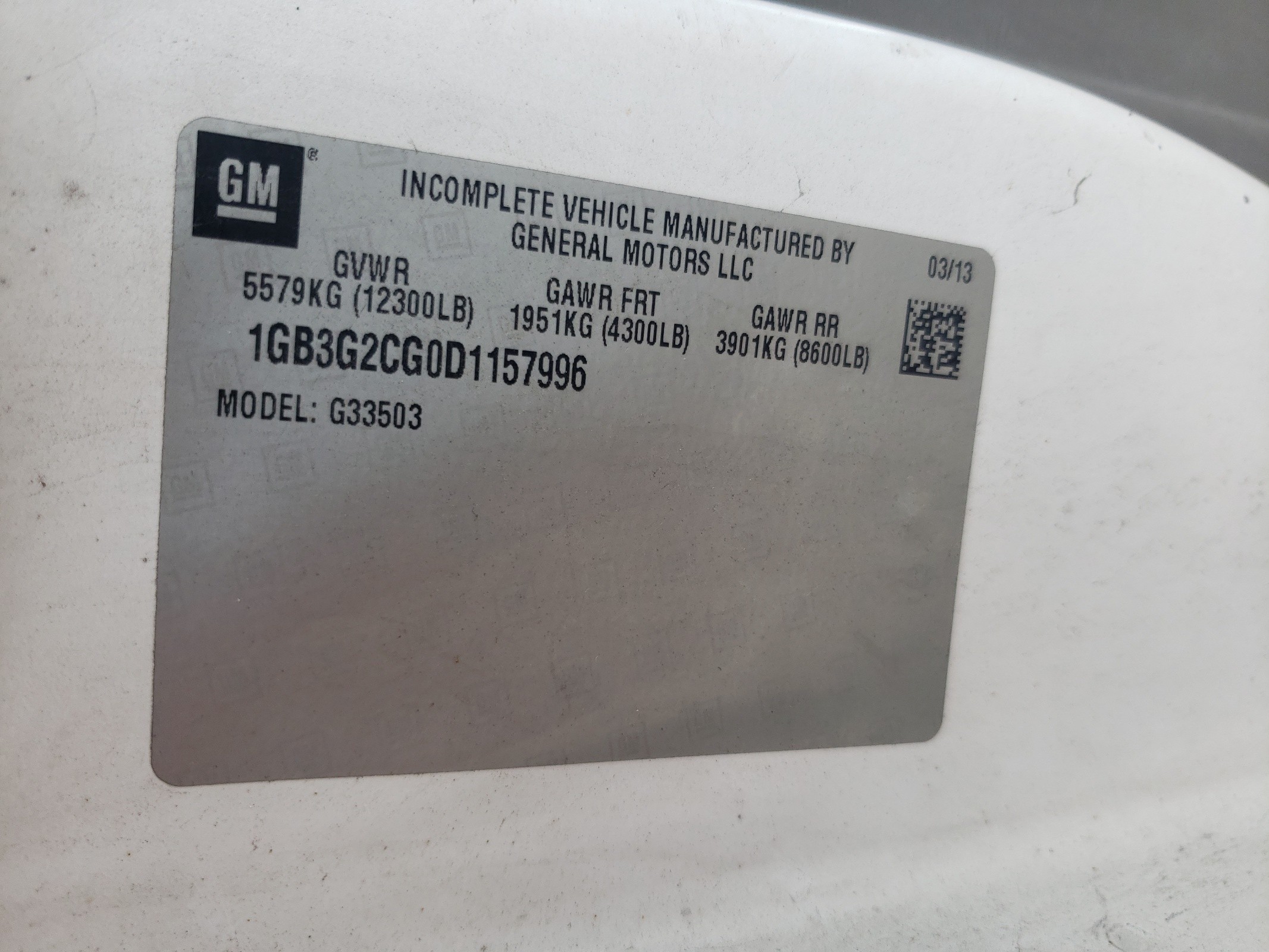 1GB3G2CG0D1157996 2013 Chevrolet Express G3500