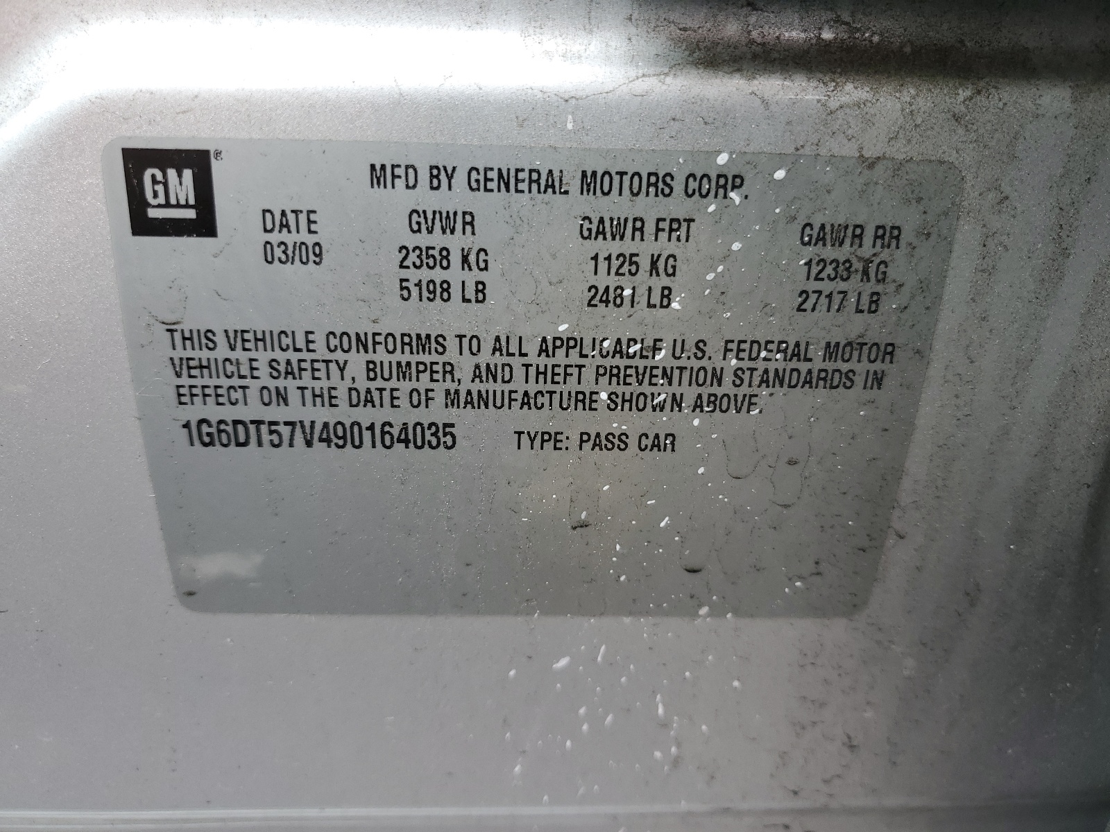 1G6DT57V490164035 2009 Cadillac Cts Hi Feature V6